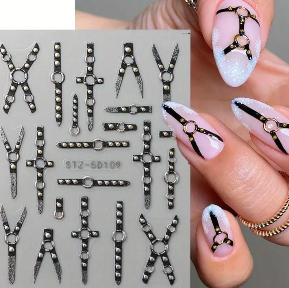 🤭 BDSM Bondage Harness Nail Stickers 😍😆1 Sheet, Single Use (OS)